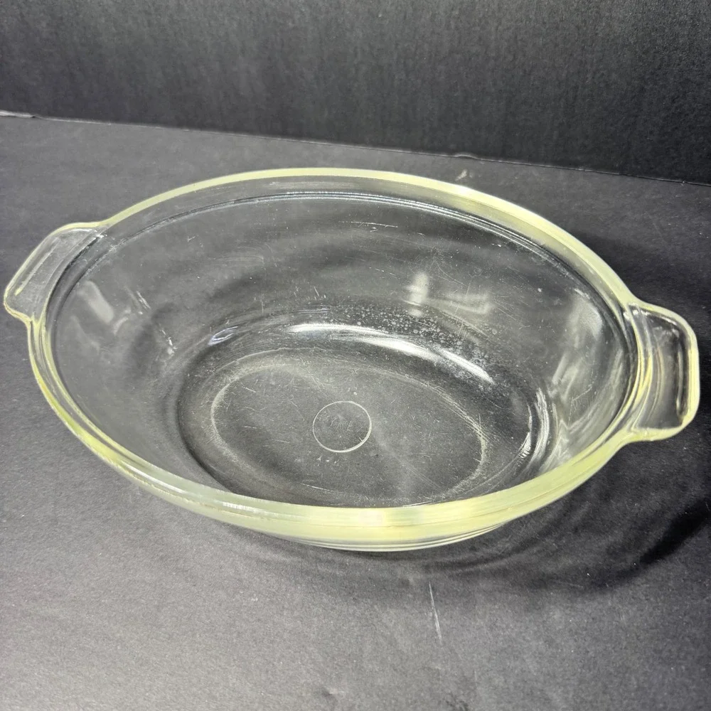 Vintage Pyrex 043 Clear Glass Oval Casserole Dish with Lid 1.5 Quart USA Made‎